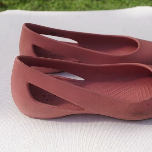 Crocs Sloane Pink Square Toe Cutout Flats - Picture 6 of 7